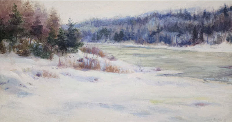 Snowy Bank, an oil painting by David Mueller